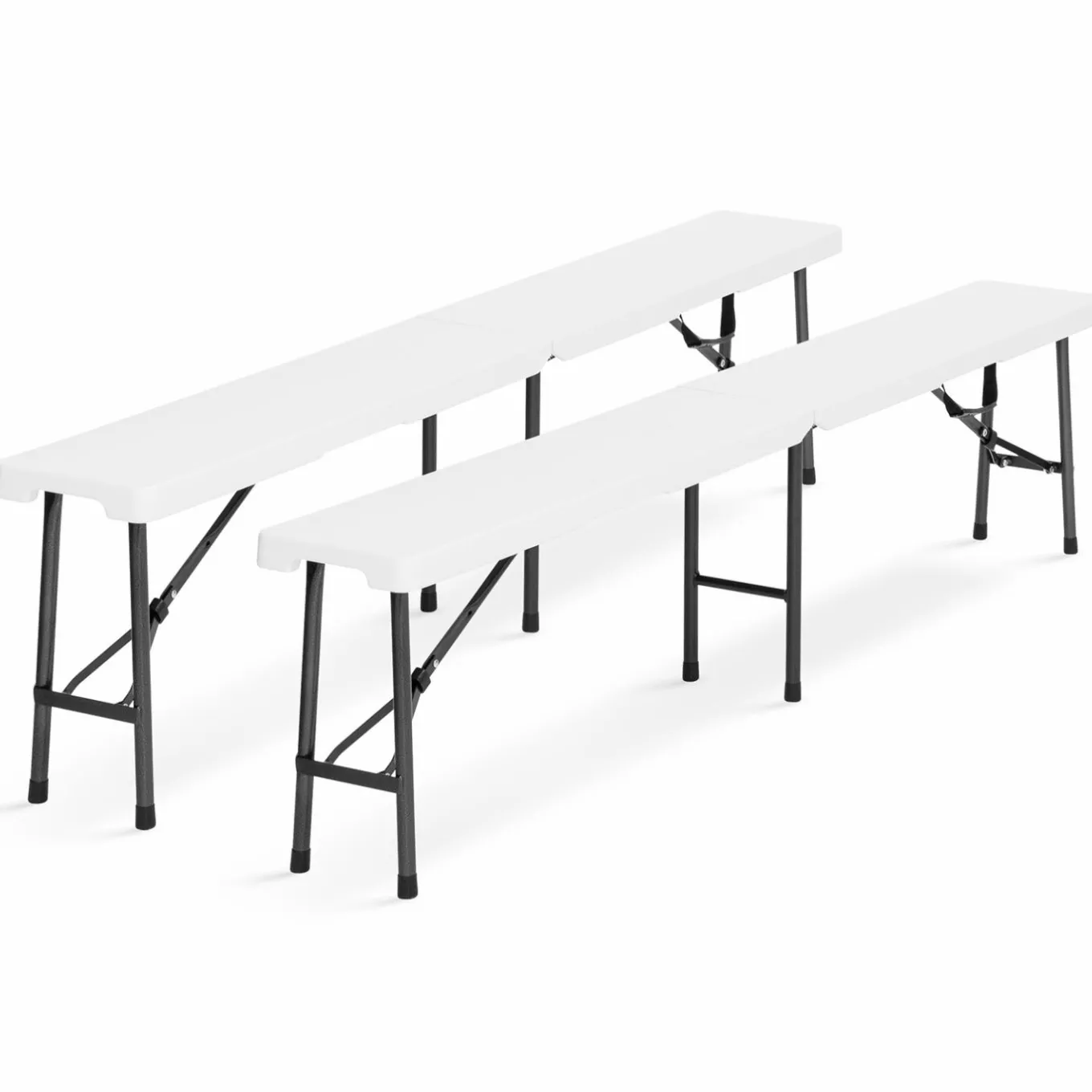 IDMarket Table pliante portable blanche 1m80 et 2 bancs pliables* Mobilier Pliant D'Appoint
