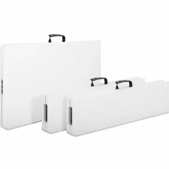 IDMarket Table pliante portable blanche 1m80 et 2 bancs pliables* Mobilier Pliant D'Appoint