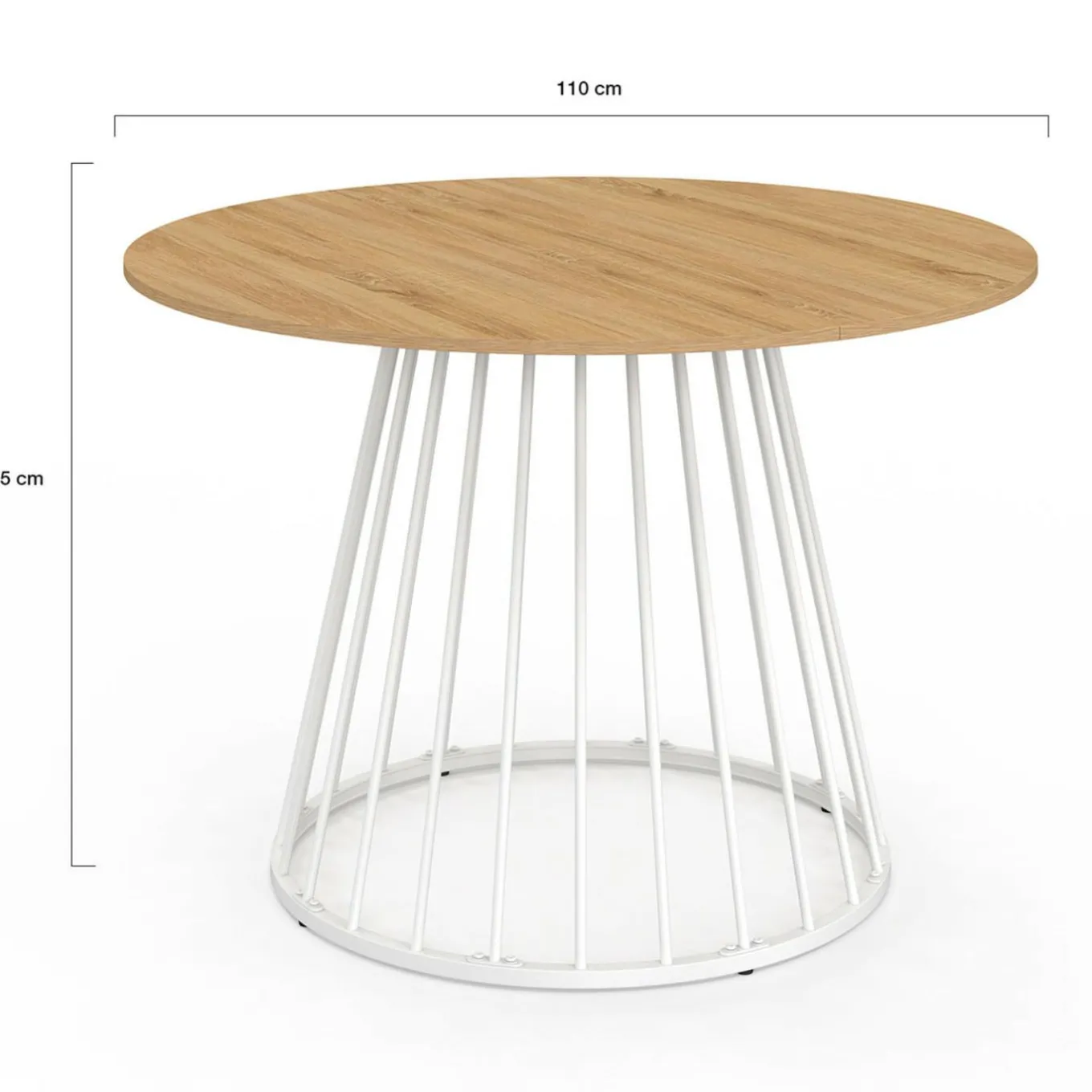 IDMarket Table ronde à manger 110cm 6 personnes plateau bois et pied filaire métal blanc* Salle À Manger Complète|Tables Et Chaises