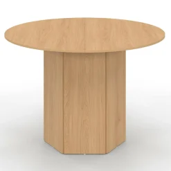 IDMarket Table ronde 6 personnes bois effet hêtre 110 cm pied hexagonal* Collection Design|Collection Moderne