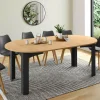 IDMarket Table ronde extensible 110-200 cm 4-10 personnes plateau façon hêtre pieds noirs* Meubles En Bois|Collection Contemporaine