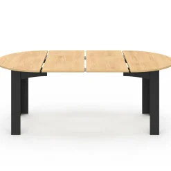 IDMarket Table ronde extensible 110-200 cm 4-10 personnes plateau façon hêtre pieds noirs* Meubles En Bois|Collection Contemporaine