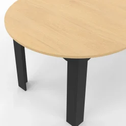 IDMarket Table ronde extensible 110-200 cm 4-10 personnes plateau façon hêtre pieds noirs* Meubles En Bois|Collection Contemporaine