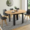 IDMarket Table ronde extensible 4-8 personnes noir et bois* Meubles En Bois|Collection Design