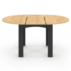 IDMarket Table ronde extensible 4-8 personnes noir et bois* Meubles En Bois|Collection Design