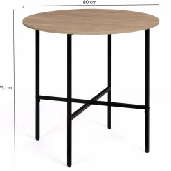 IDMarket Table ronde industrielle 4 personnes 80 cm* Collection Industrielle|Salle À Manger Complète