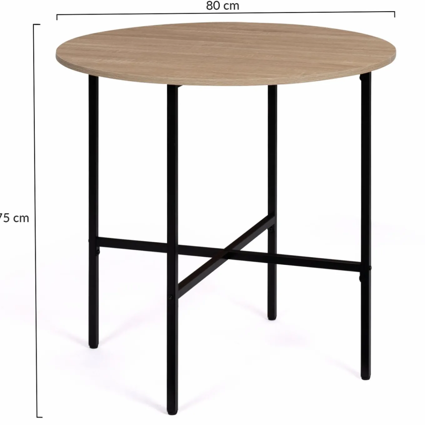 IDMarket Table ronde industrielle 4 personnes 80 cm* Collection Industrielle|Salle À Manger Complète