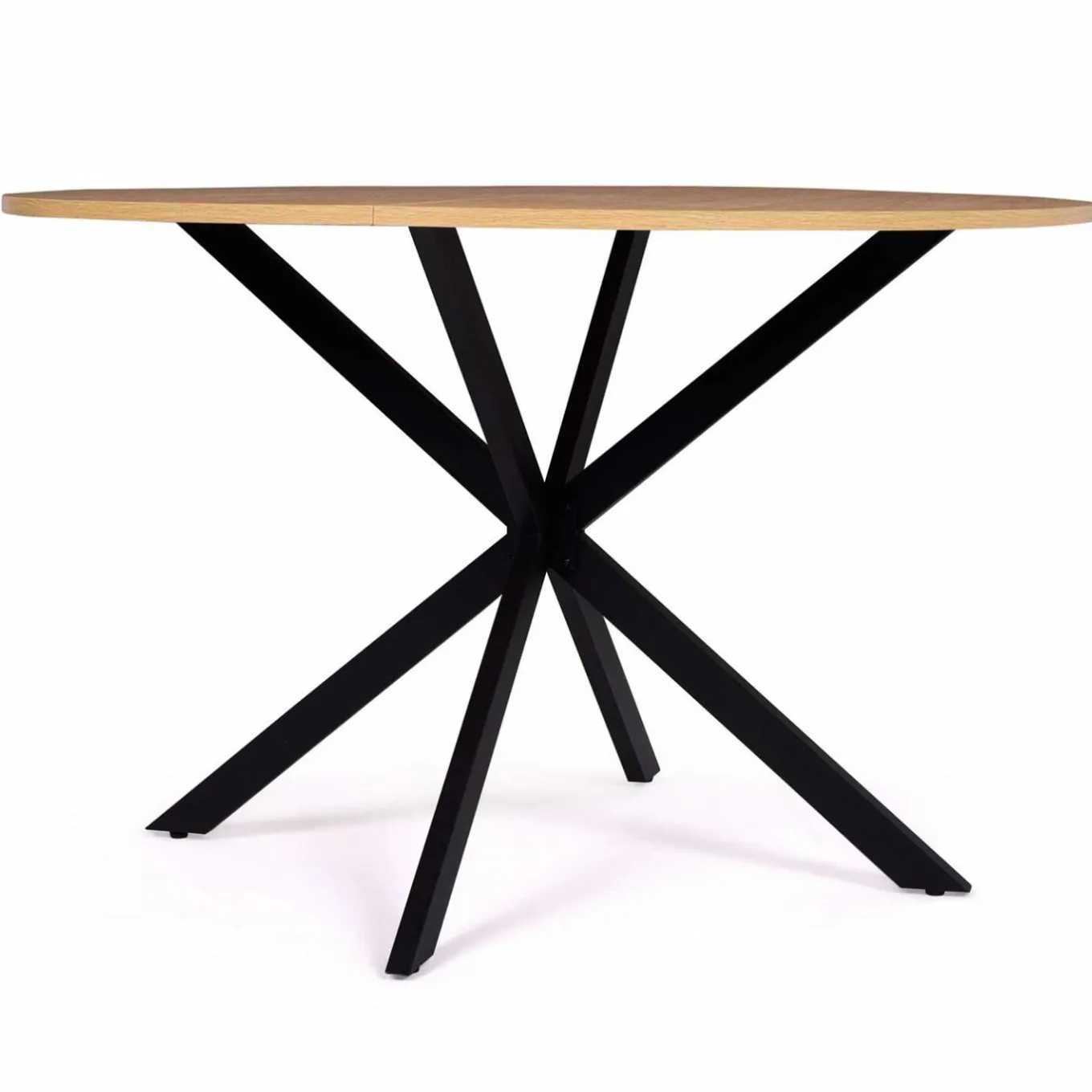 IDMarket Table ronde noir et bois 4-6 personnes 110cm pied araignée* Collection Industrielle|Salle À Manger Complète