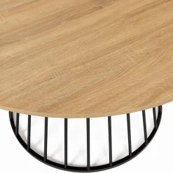 IDMarket Table ronde pied filaire bois et noir 6 personnes* Collection Industrielle|Salle À Manger Complète