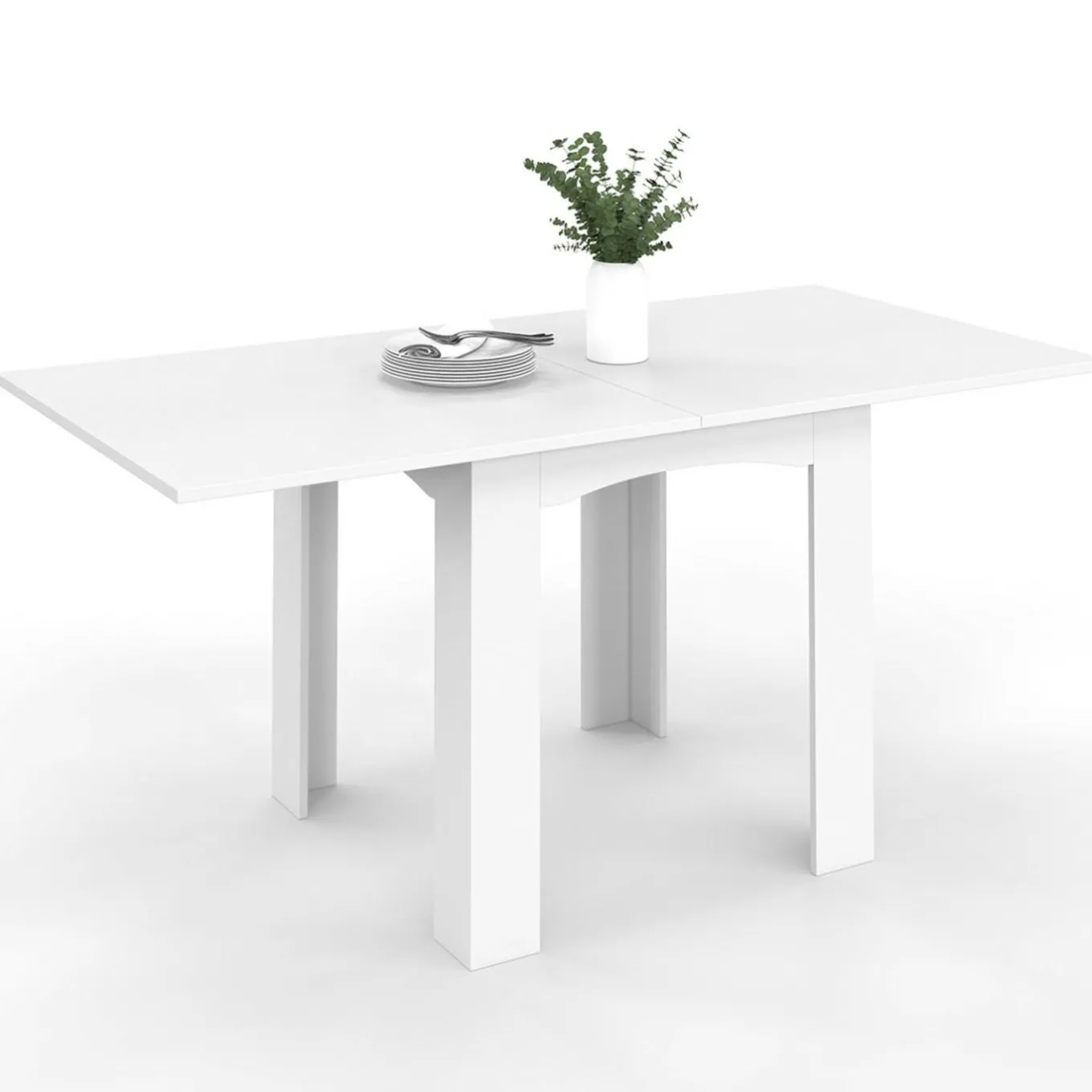 IDMarket Table salle à manger extensible blanche* Meubles Blancs|Collection Contemporaine
