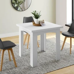 IDMarket Table salle à manger extensible blanche* Meubles Blancs|Collection Contemporaine