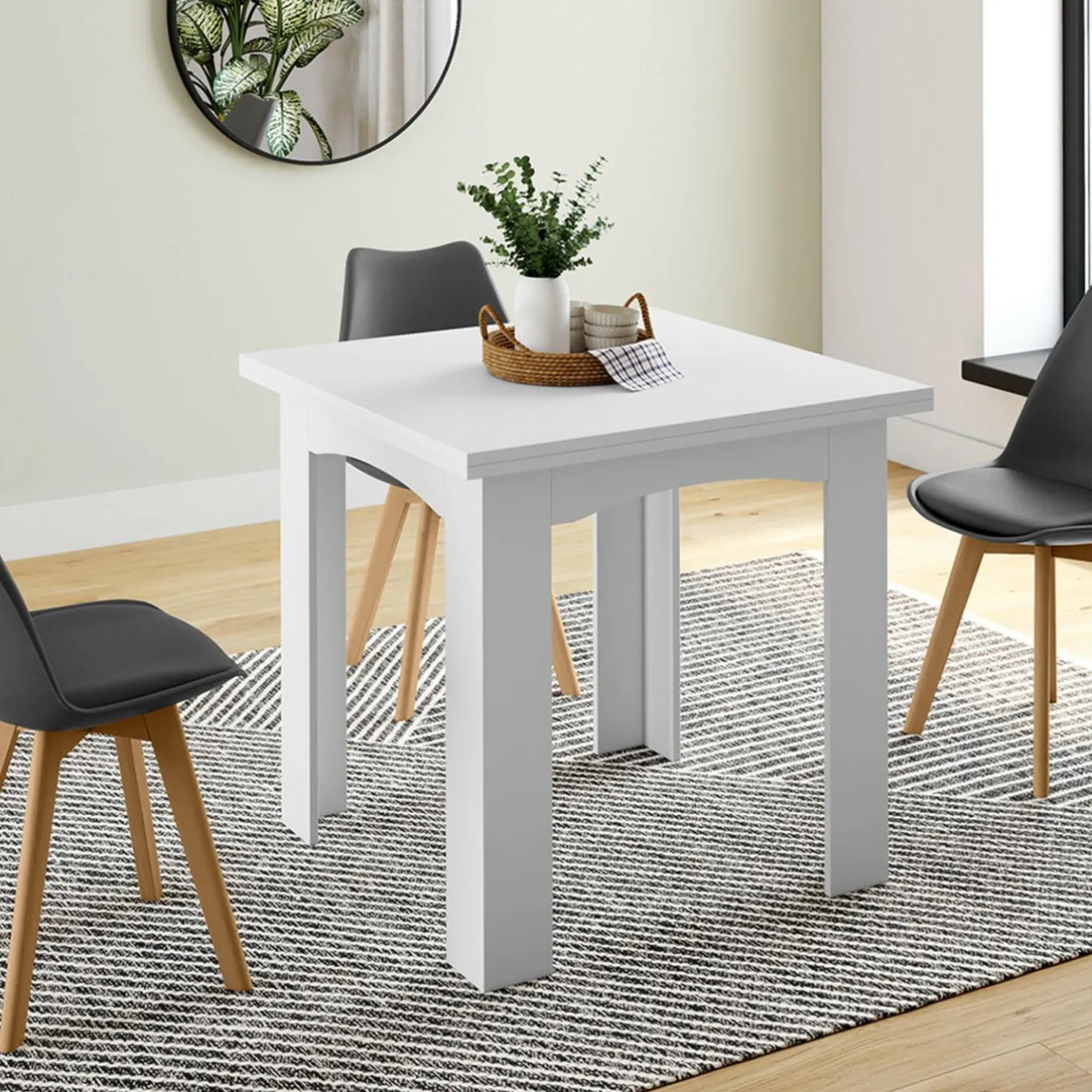 IDMarket Table salle à manger extensible blanche* Meubles Blancs|Collection Contemporaine