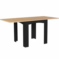 IDMarket Table salle à manger extensible noire plateau façon hêtre* Collection Design|Collection Contemporaine