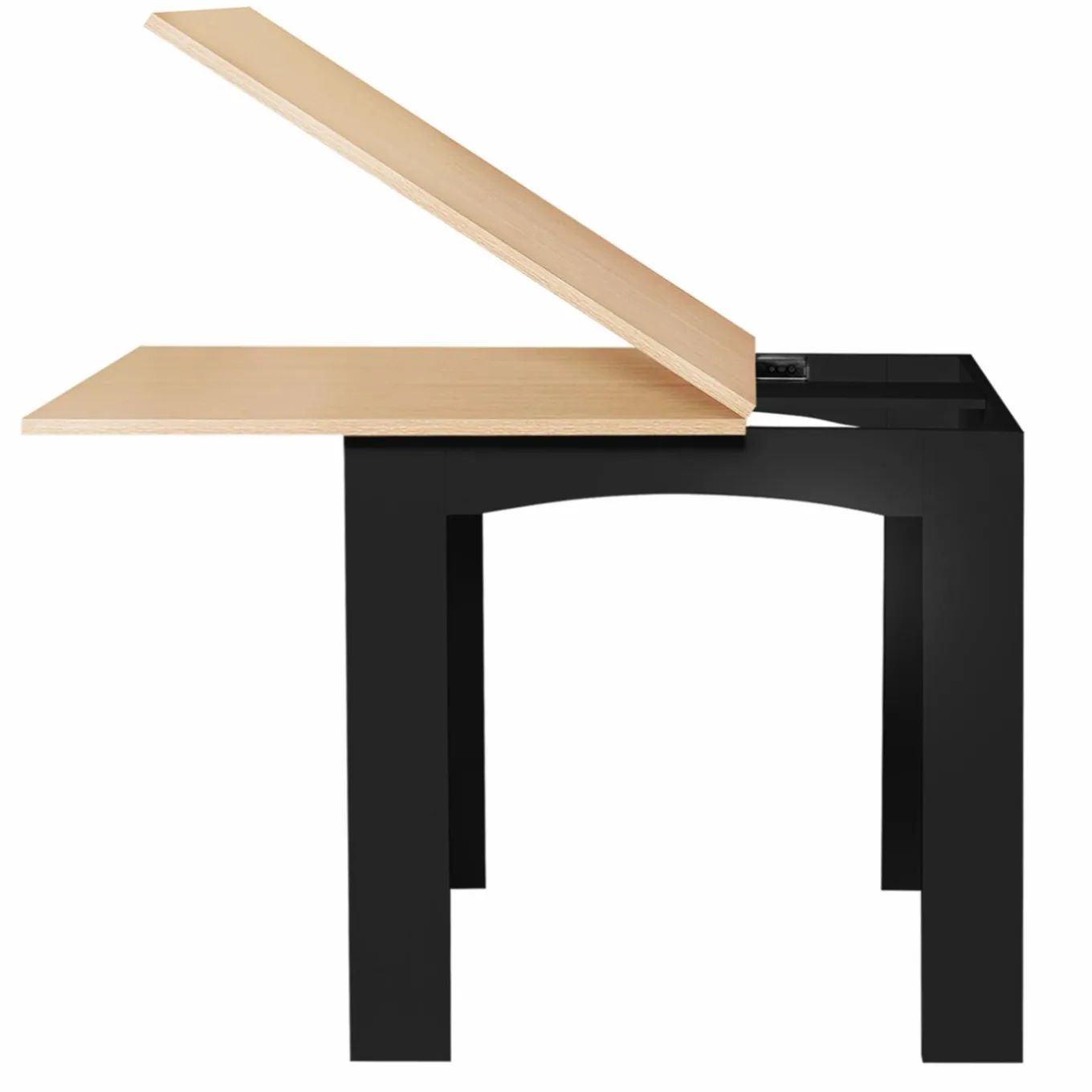 IDMarket Table salle à manger extensible noire plateau façon hêtre* Collection Design|Collection Contemporaine