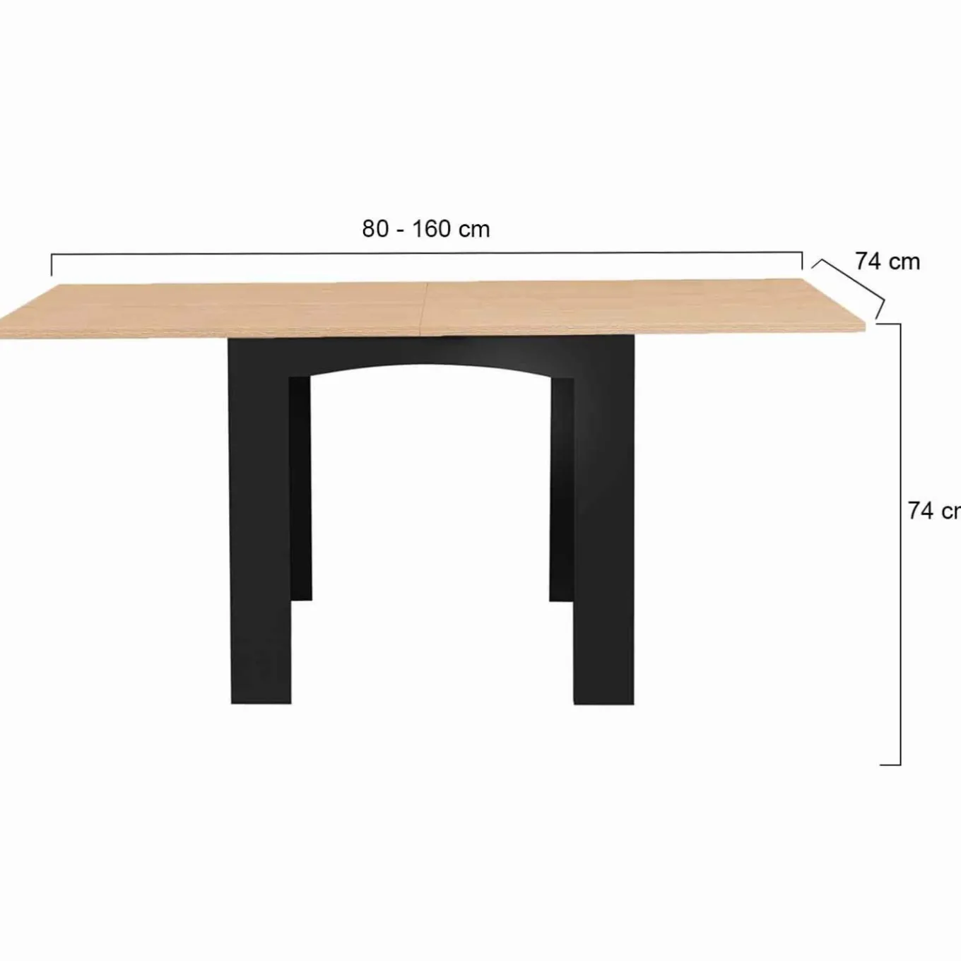 IDMarket Table salle à manger extensible noire plateau façon hêtre* Collection Design|Collection Contemporaine