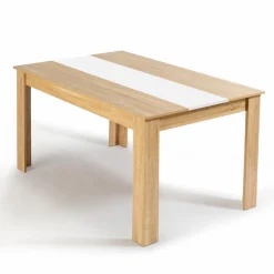 IDMarket Table salle à manger moderne imitation hêtre et blanc* Collection Contemporaine|Salle À Manger Complète