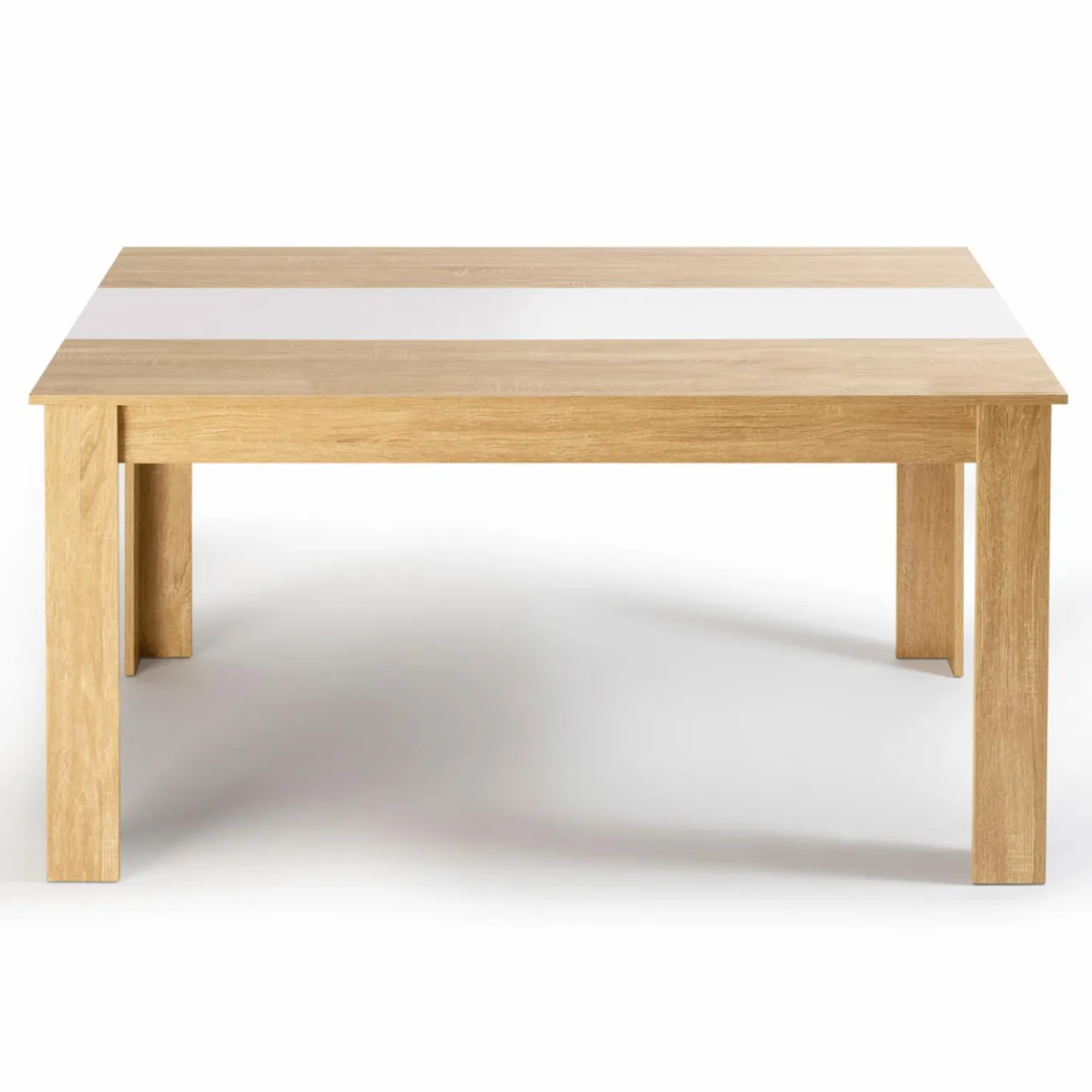 IDMarket Table salle à manger moderne imitation hêtre et blanc* Collection Contemporaine|Salle À Manger Complète