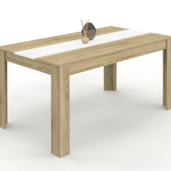 IDMarket Table salle à manger moderne 160 cm imitation hêtre et blanc* Collection Contemporaine|Salle À Manger Complète