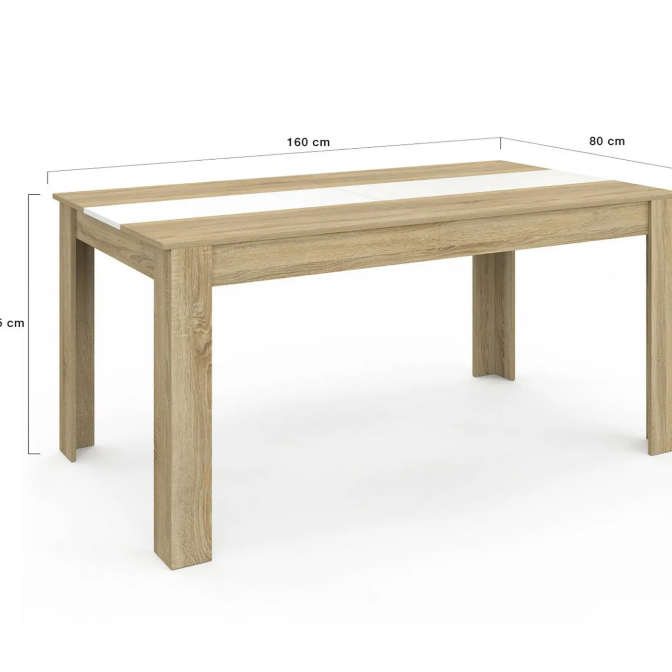 IDMarket Table salle à manger moderne 160 cm imitation hêtre et blanc* Collection Contemporaine|Salle À Manger Complète
