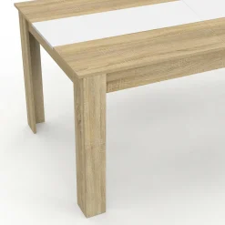 IDMarket Table salle à manger moderne 160 cm imitation hêtre et blanc* Collection Contemporaine|Salle À Manger Complète