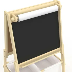 IDMarket Tableau enfant 3 en 1 chevalet double face avec rouleau de papier et 2 paniers de rangement*Enfant Meubles Rangement Jouet|Meubles Enfant