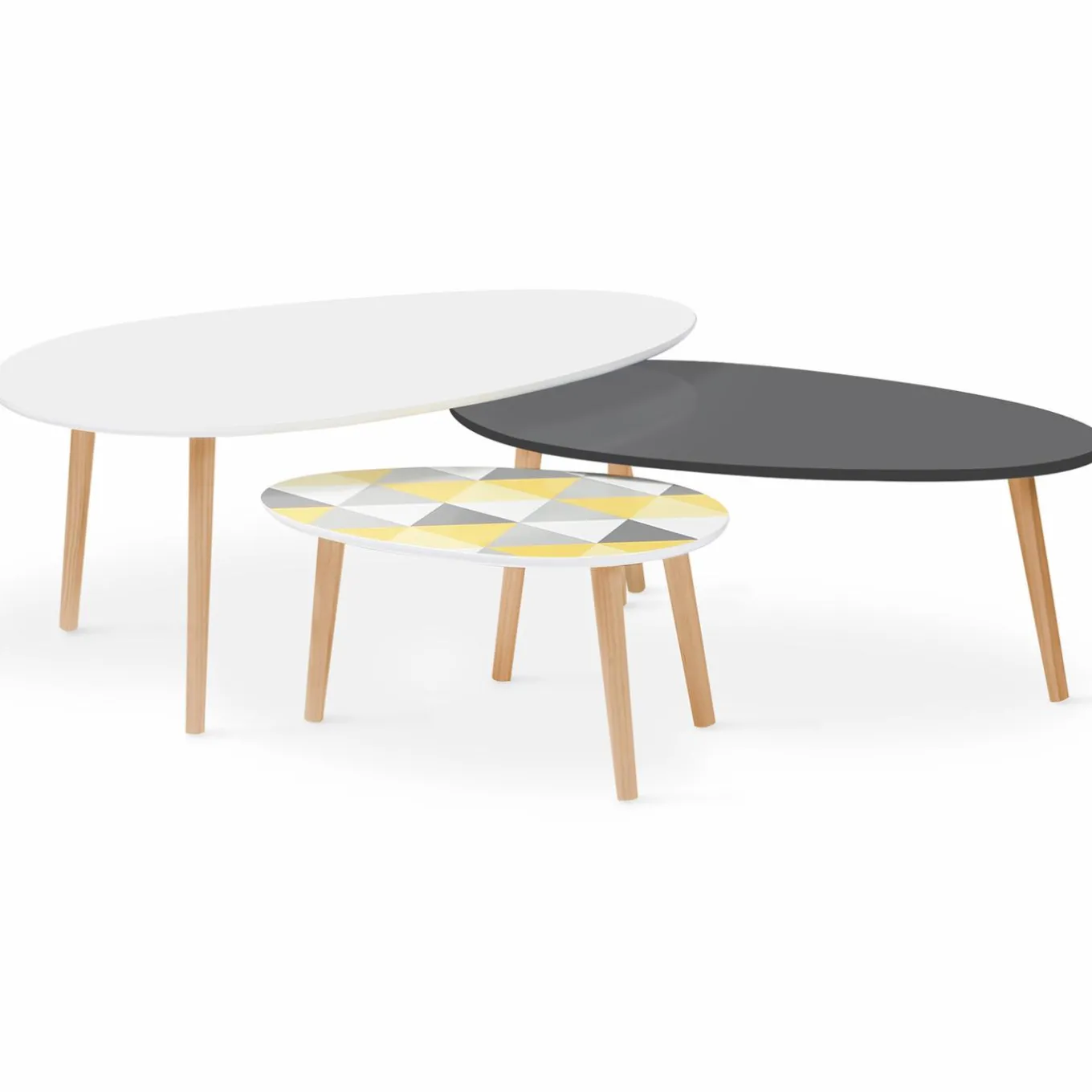 IDMarket Tables basses de salon gigognes scandinaves ovales* Collection Scandinave|Salon Complet