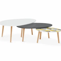 IDMarket Tables basses de salon gigognes scandinaves ovales* Collection Scandinave|Salon Complet