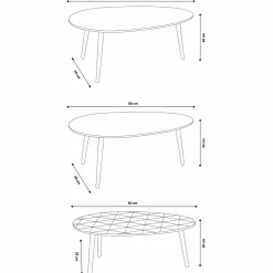 IDMarket Tables basses de salon gigognes scandinaves ovales* Collection Scandinave|Salon Complet