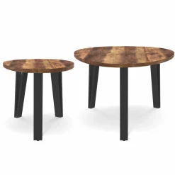 IDMarket Tables basses gigognes bois et pied noir* Collection Vintage|Tables Basses