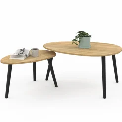 IDMarket Tables basses gigognes scandinaves bois et noir - lot de 2* Collection Scandinave|Tables Basses