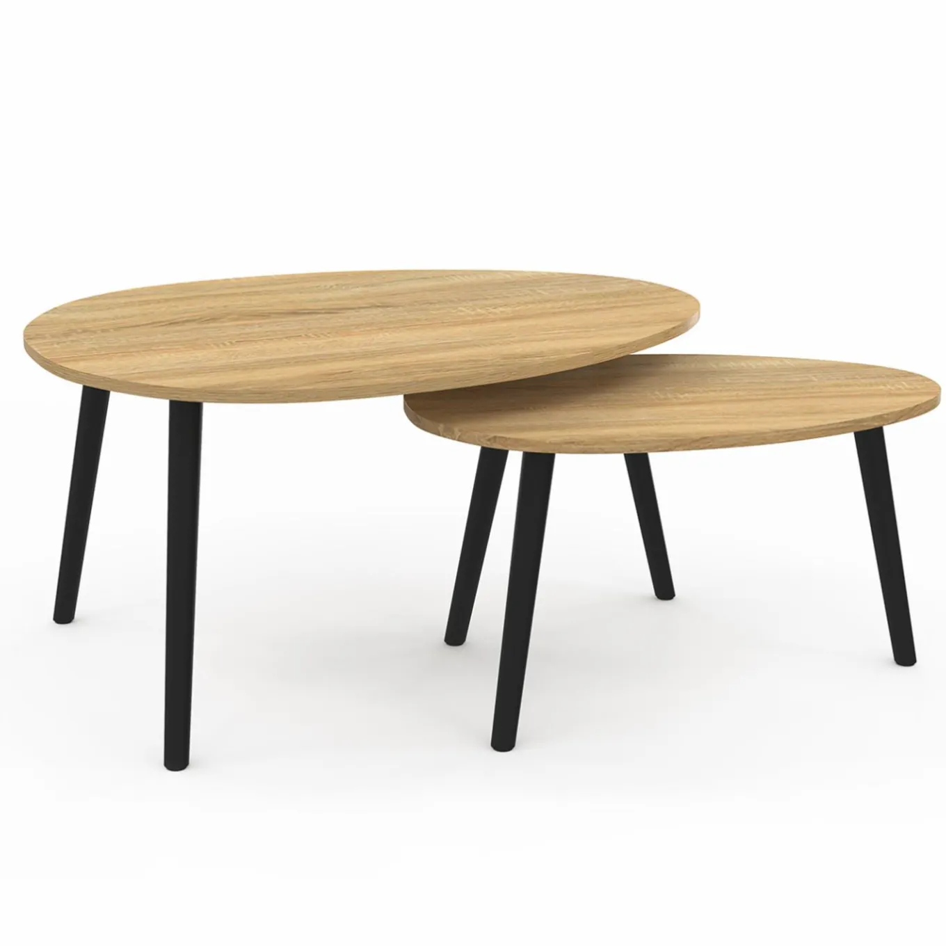IDMarket Tables basses gigognes scandinaves bois et noir - lot de 2* Collection Scandinave|Tables Basses