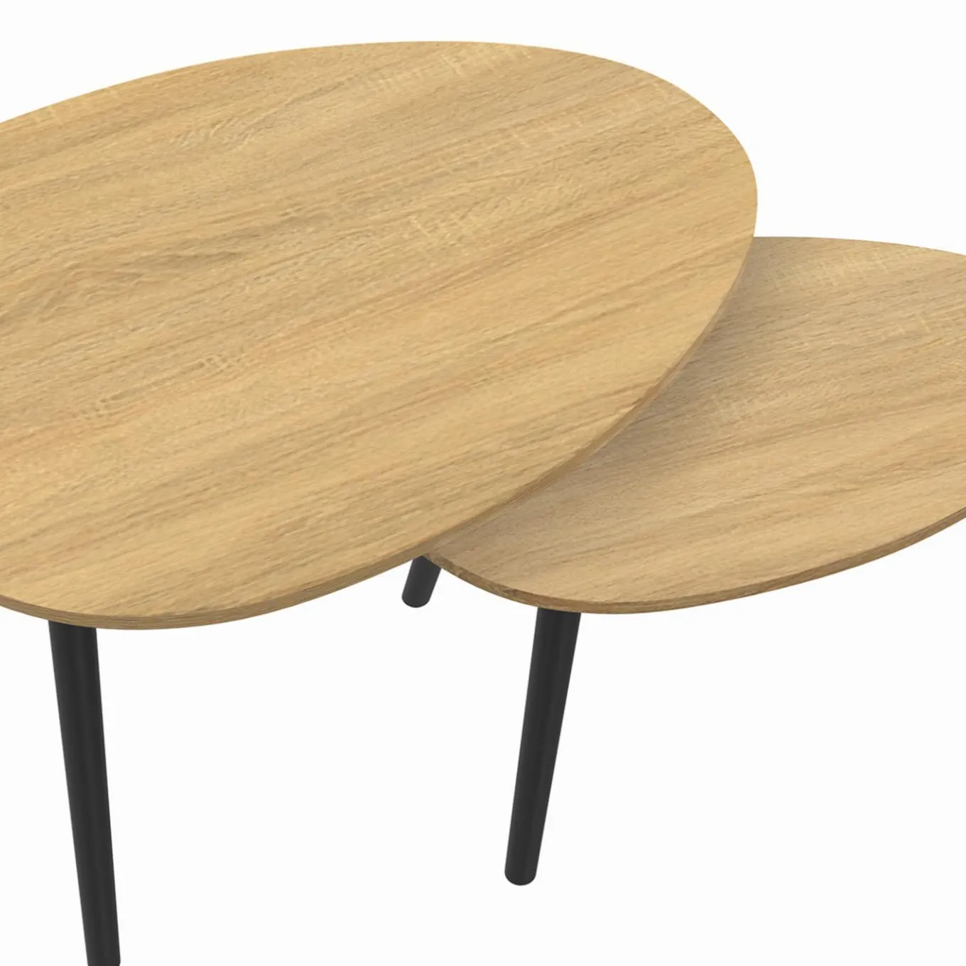 IDMarket Tables basses gigognes scandinaves bois et noir - lot de 2* Collection Scandinave|Tables Basses