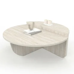 IDMarket Tables basses rondes effet travertin* Collection Contemporaine|Tables Basses