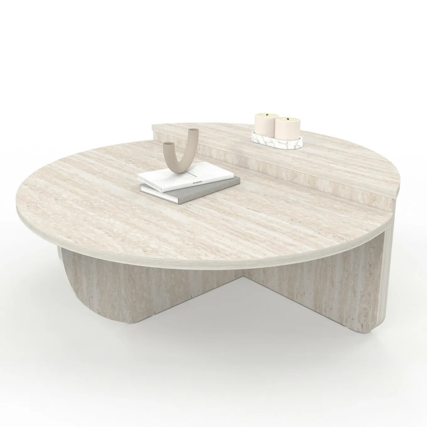 IDMarket Tables basses rondes effet travertin* Collection Contemporaine|Tables Basses