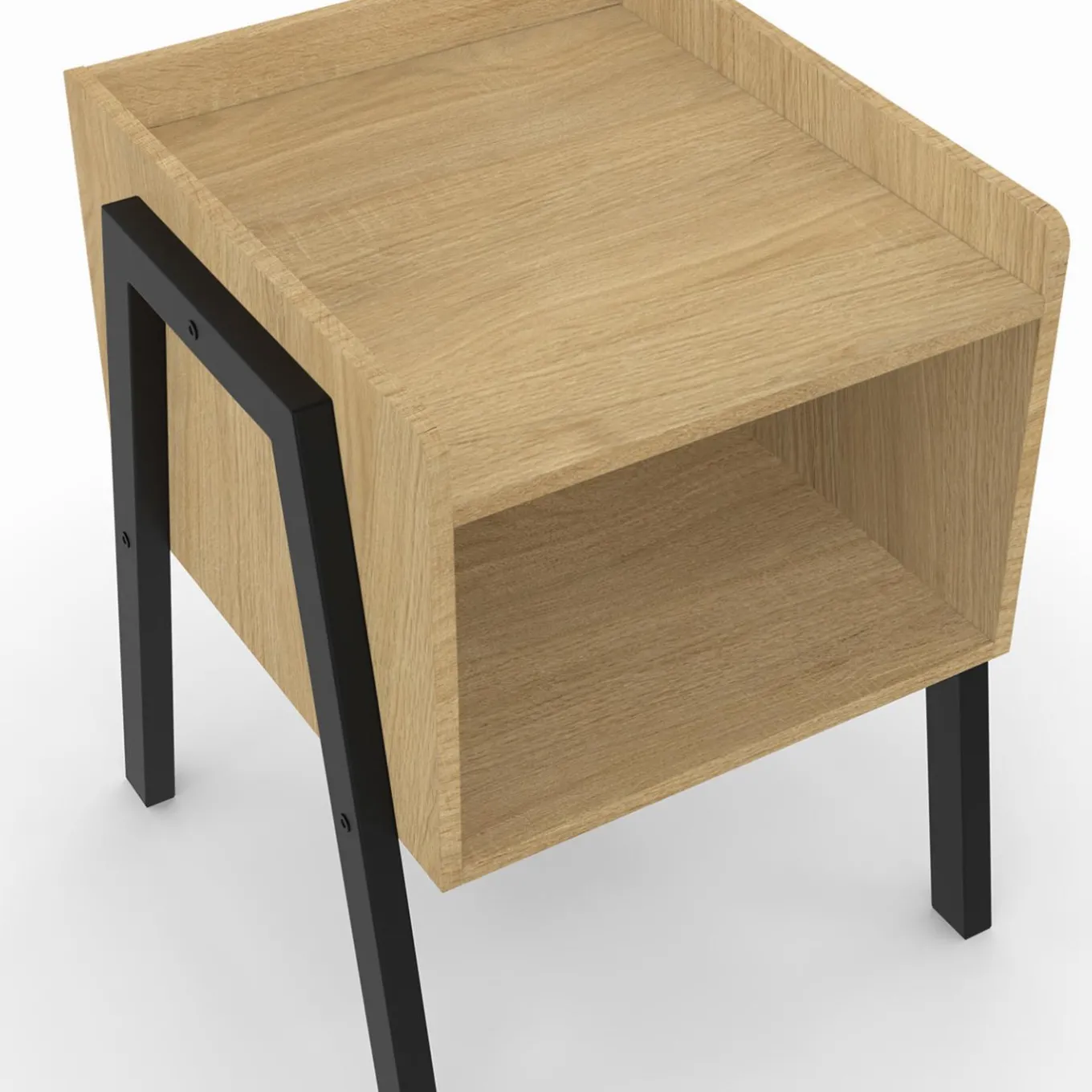 IDMarket Tables de chevet 1 niche bois et pieds métal noir - lot de 2* Tables De Chevet|Collection Industrielle