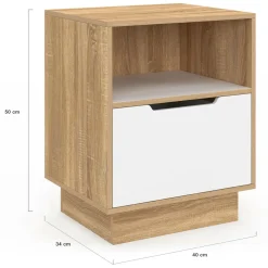 IDMarket Tables de chevet 1 tiroir blanc hêtre* Collection Design|Collection Moderne