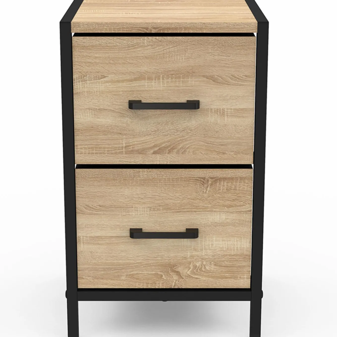 IDMarket Tables de chevet 2 tiroirs en tissu style industriel - lot de 2* Meubles Tiroirs|Meubles Bas