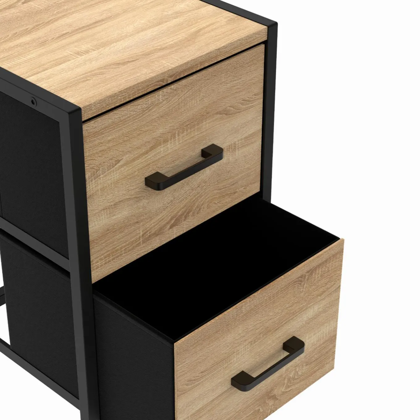 IDMarket Tables de chevet 2 tiroirs en tissu style industriel - lot de 2* Meubles Tiroirs|Meubles Bas