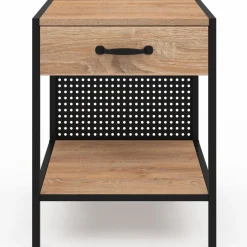 IDMarket Tables de chevet acier perforé avec 1 tiroir design industriel* Meubles Tiroirs|Collection Industrielle