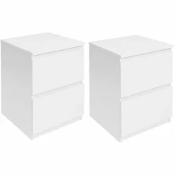 IDMarket Tables de chevet bois blanc avec tiroirs* Meubles Blancs|Collection Design