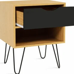 IDMarket Tables de chevet bois et métal pieds épingle* Meubles Tiroirs|Collection Vintage