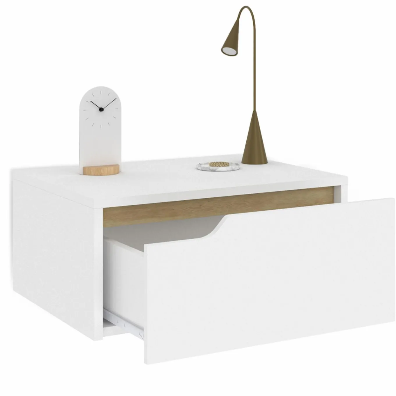 IDMarket Tables de chevet murales suspendues blanches : lot de 2* Collection Scandinave|Tables De Chevet