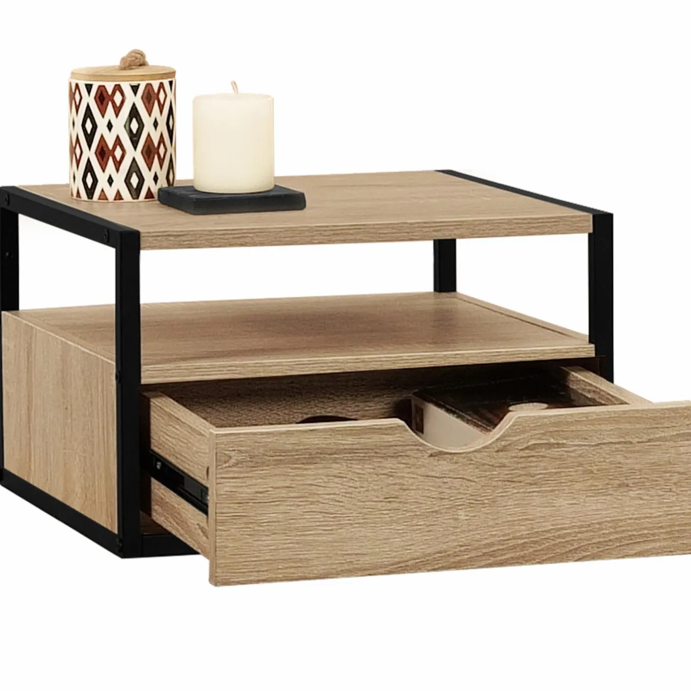 IDMarket Tables de chevet murales bois et métal style industriel* Meubles Tiroirs|Meubles Bas