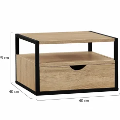 IDMarket Tables de chevet murales bois et métal style industriel* Meubles Tiroirs|Meubles Bas
