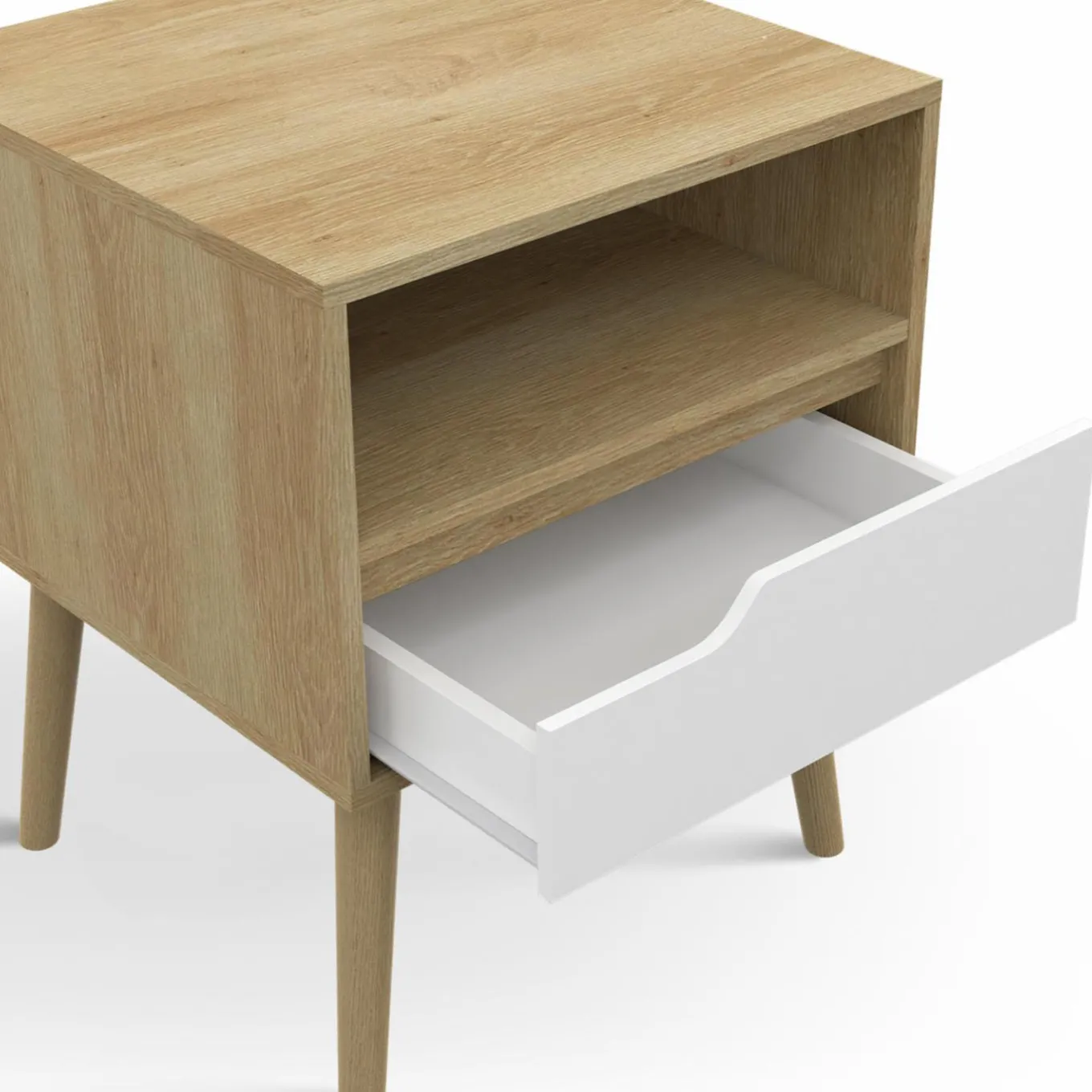 IDMarket Tables de chevet scandinaves bois blanc et effet hêtre* Meubles Tiroirs|Meubles Bas