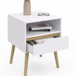 IDMarket Tables de chevet scandinaves avec 1 tiroir blanches et bois* Meubles Tiroirs|Meubles Bas