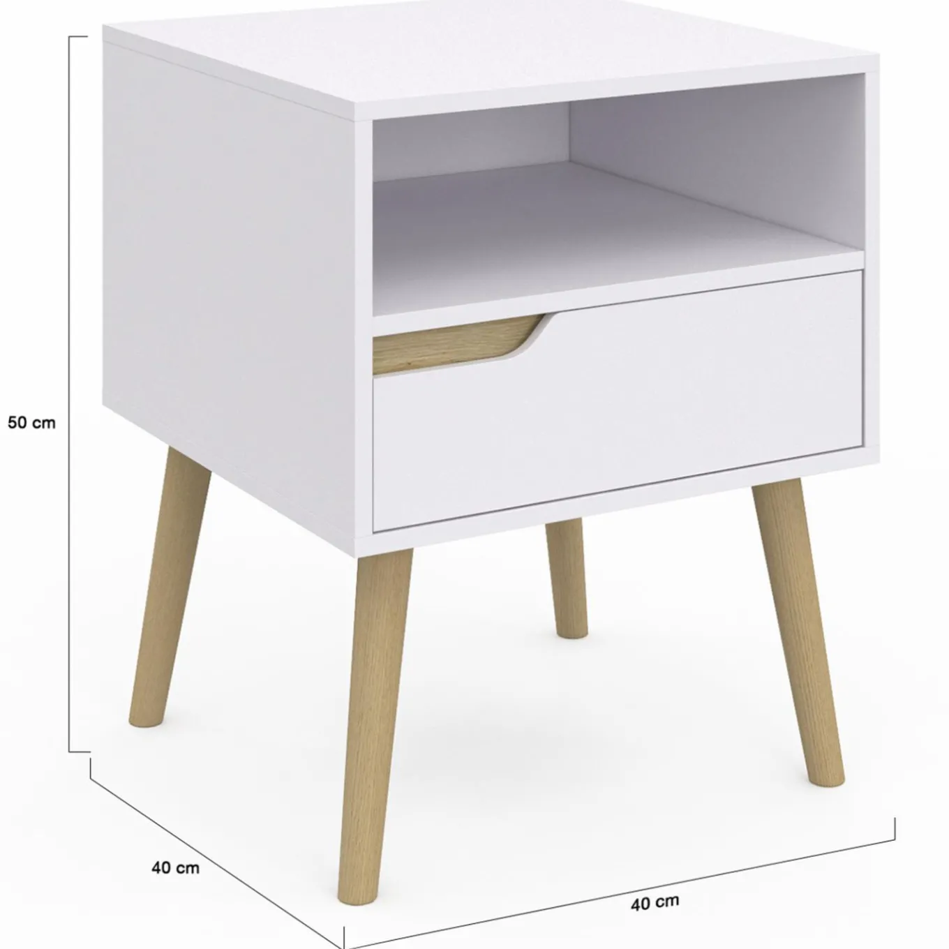 IDMarket Tables de chevet scandinaves avec 1 tiroir blanches et bois* Meubles Tiroirs|Meubles Bas