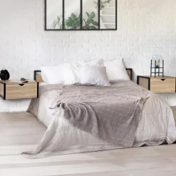 IDMarket Tables de chevet suspendues bois et métal style industriel* Meubles Bas|Meubles En Bois