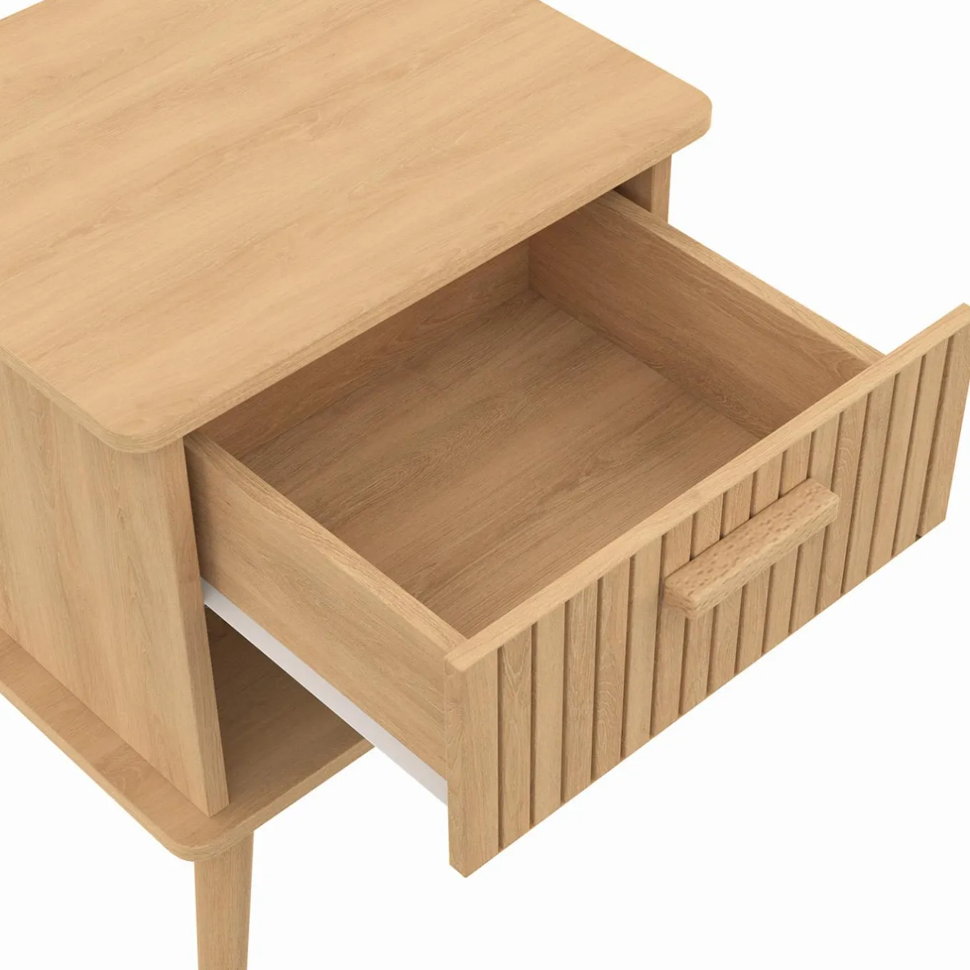 IDMarket Tables de chevet tasseau bois coloris chêne avec niche + 1 tiroir* Collection Design|Chambre Complète Adulte