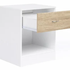 IDMarket Tables de nuit en bois blanc et façon hêtre avec tiroir* Meubles Bas|Meubles Blancs